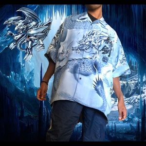 ✇ ICY BLUE DRAGON BUTTON UP SHIRT❄️🐲✇
